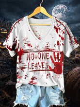 Damen-Kurzarm-T-Shirt mit V-Ausschnitt und Stufenhals